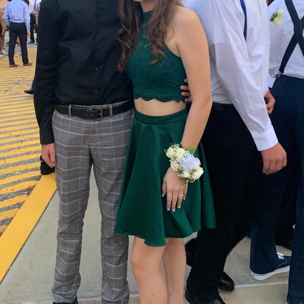 Homecoming halter top 2 piece dress